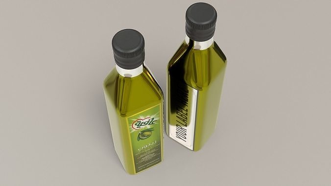 Olive Bottle with Editable Label Low-poly 3D model 7