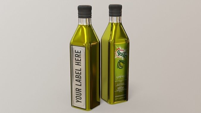 Olive Bottle with Editable Label Low-poly 3D model 4