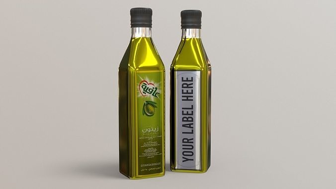 Olive Bottle with Editable Label Low-poly 3D model 2