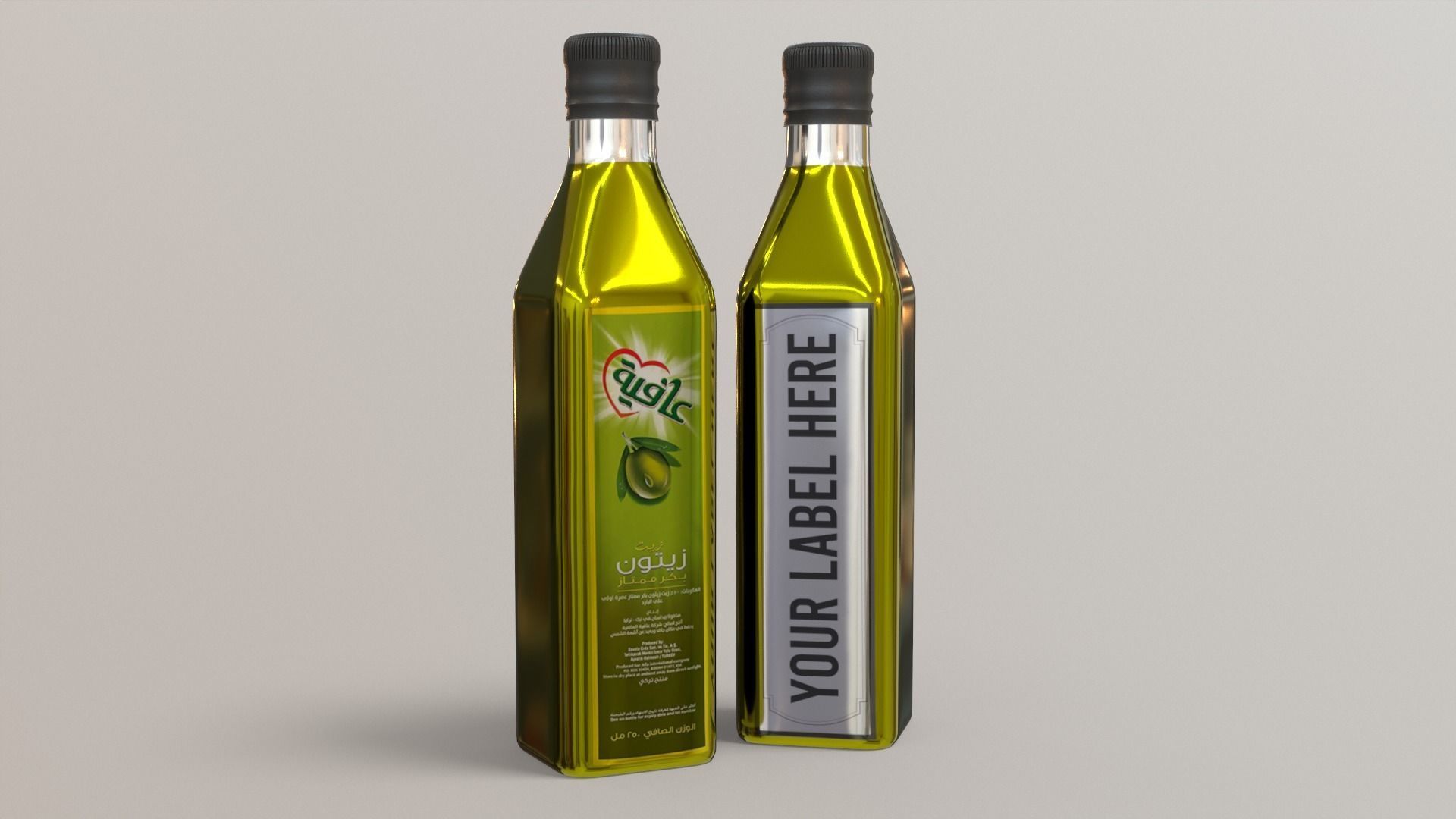 Olive Bottle with Editable Label Low-poly 3D model_2