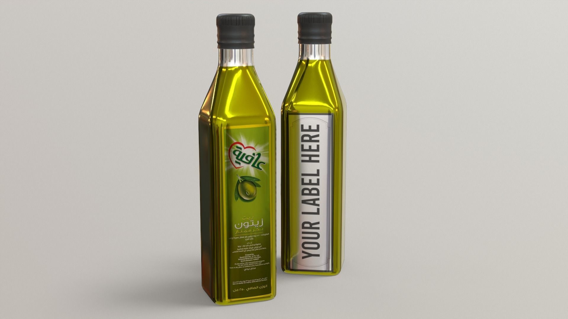 Olive Bottle with Editable Label Low-poly 3D model_8