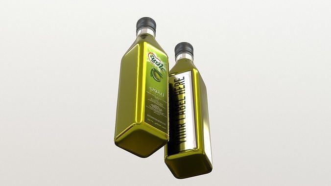 Olive Bottle with Editable Label Low-poly 3D model 6