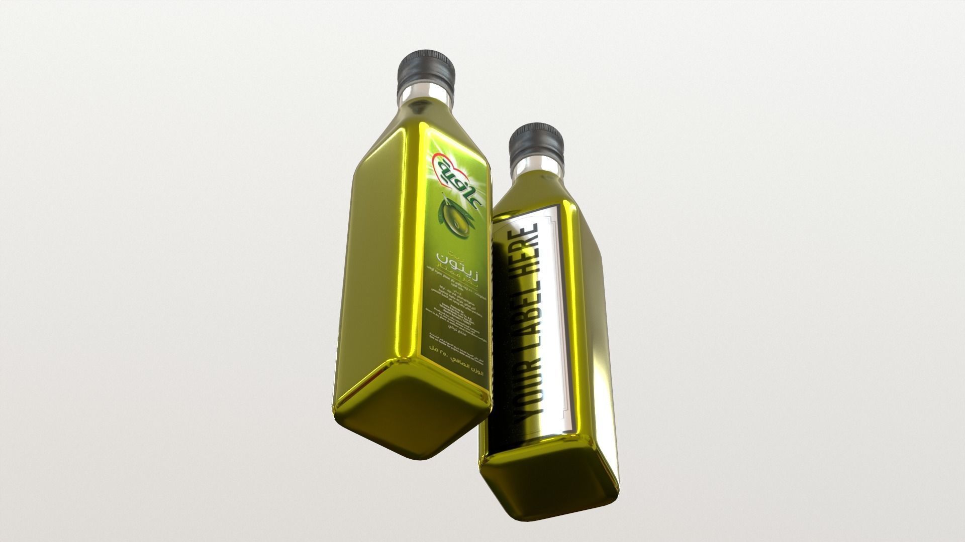 Olive Bottle with Editable Label Low-poly 3D model_6
