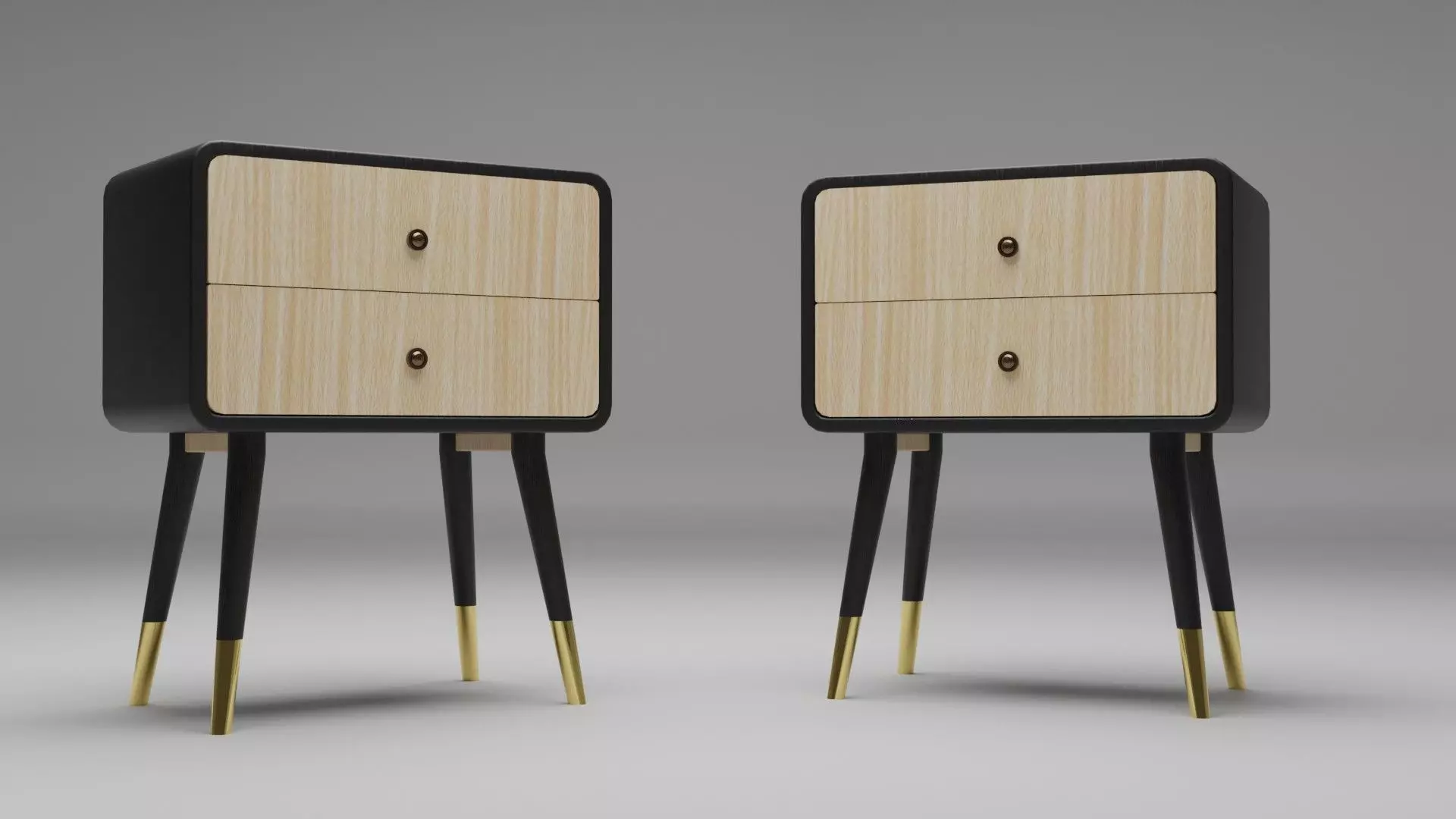 Vintage oval side table with drawers Low-poly 3D model Low-poly 3D model_0