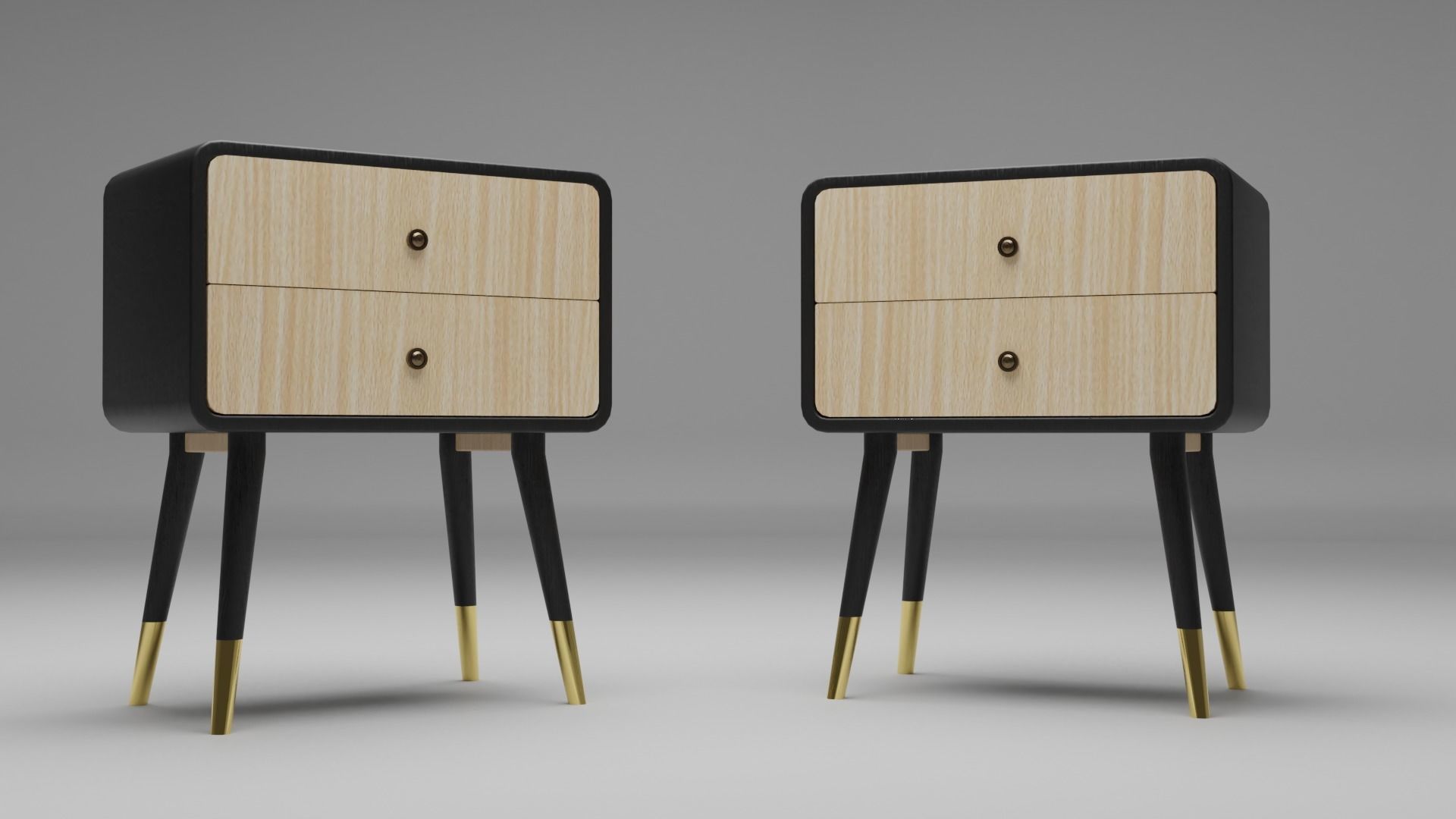 Vintage oval side table with drawers Low-poly 3D model Low-poly 3D model_1