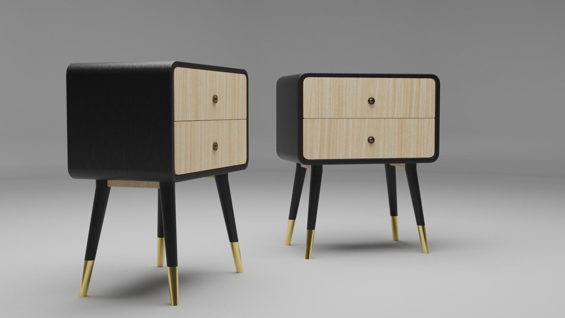 Vintage oval side table with drawers Low-poly 3D model Low-poly 3D model_5