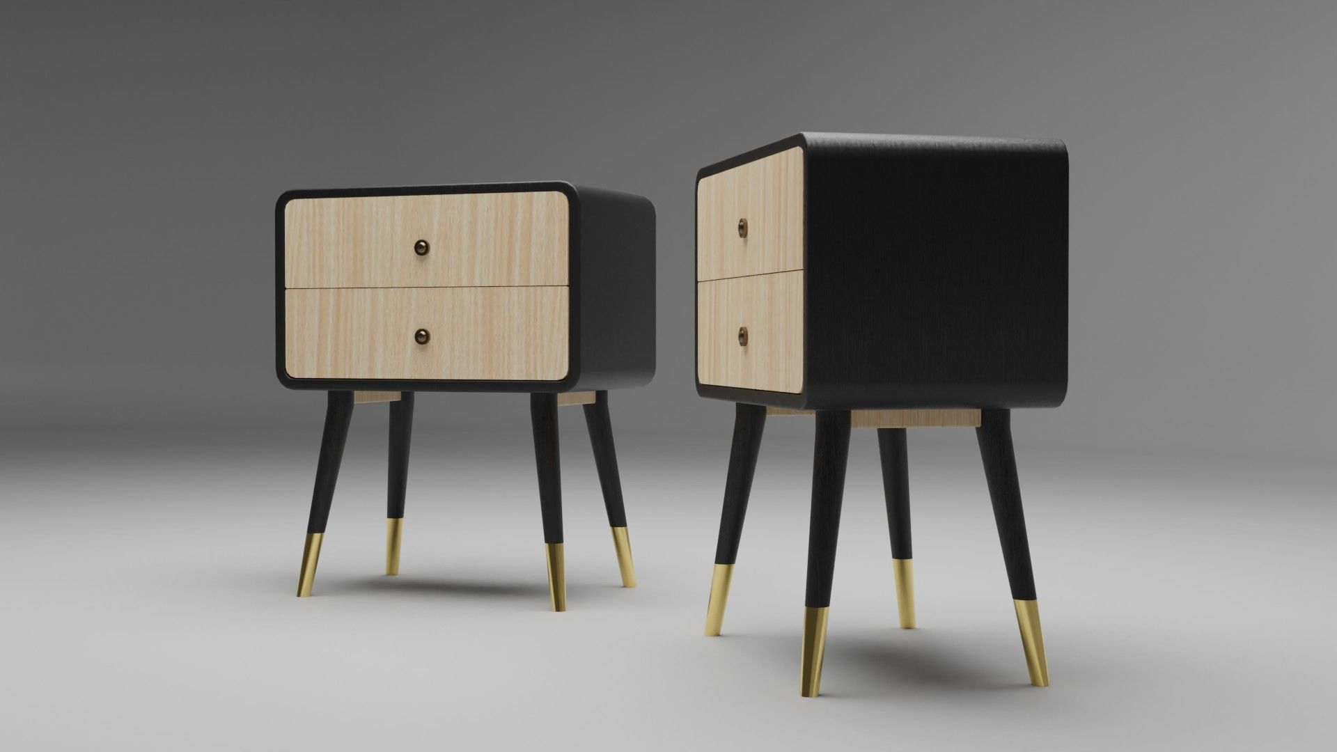 Vintage oval side table with drawers Low-poly 3D model Low-poly 3D model_2