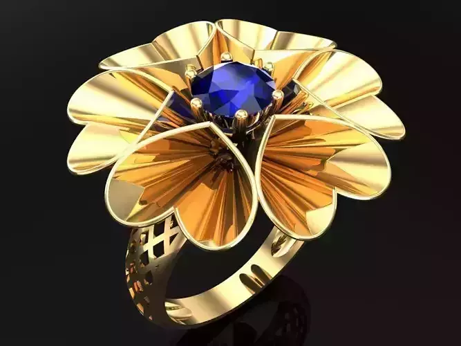  Mesh flower ring - Italian rings - Womens Rings - N3618 3D print model