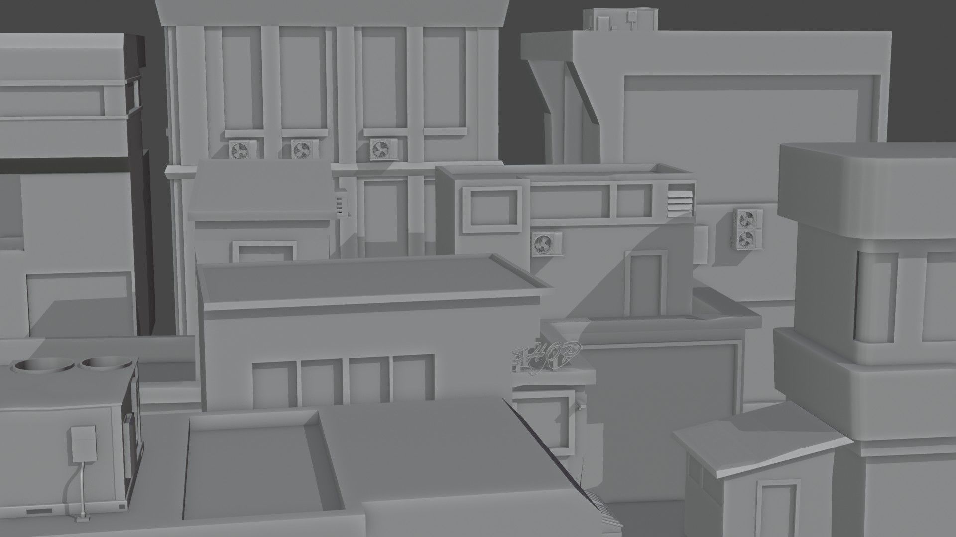 Dark city 2 Low-poly 3D model_13