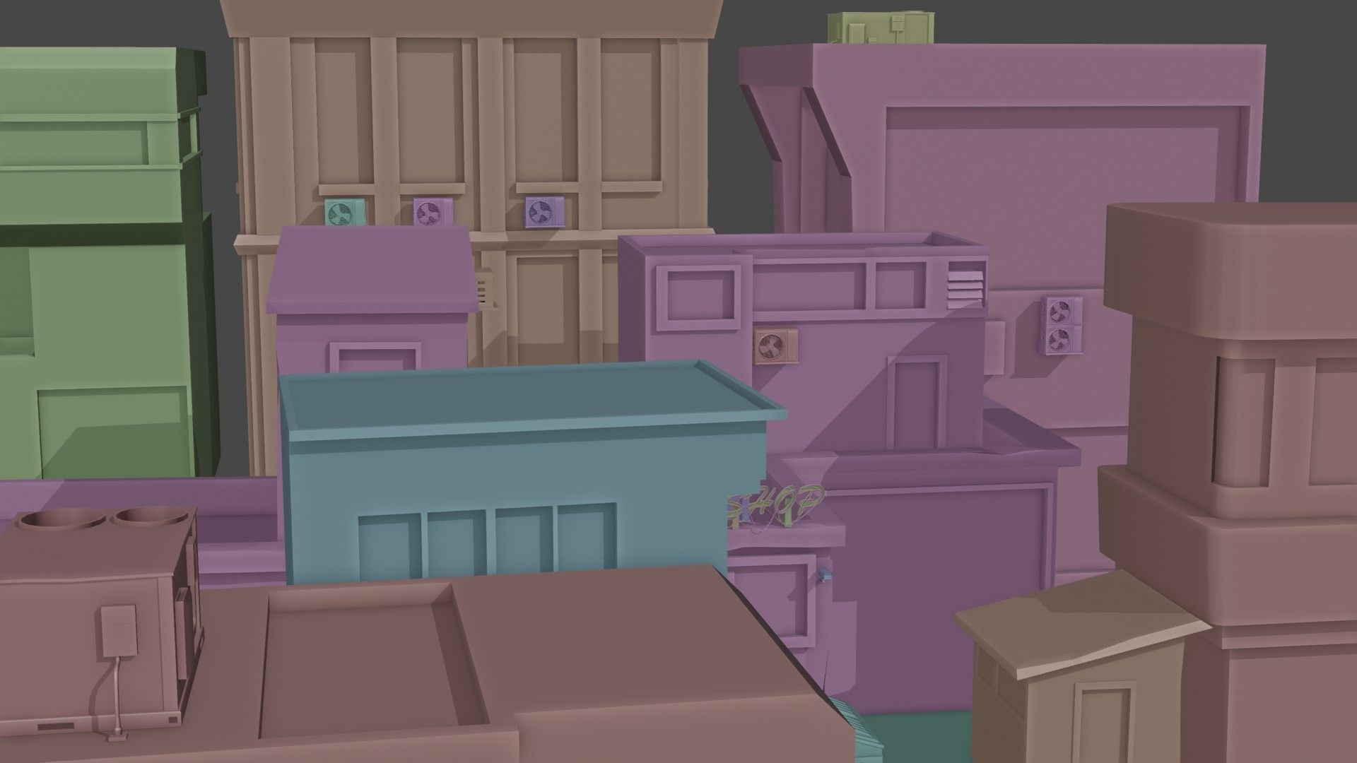 Dark city 2 Low-poly 3D model_10