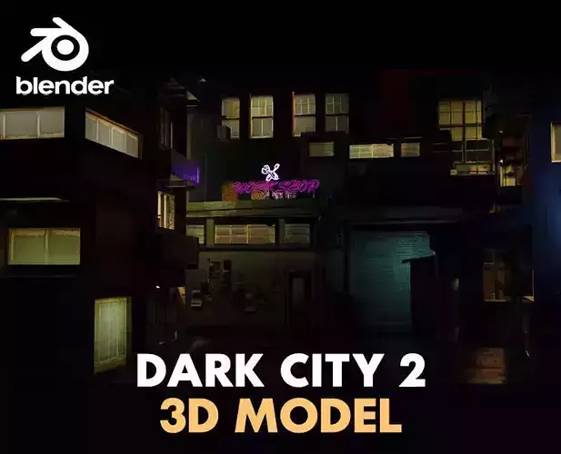 Dark city 2 Low-poly 3D model