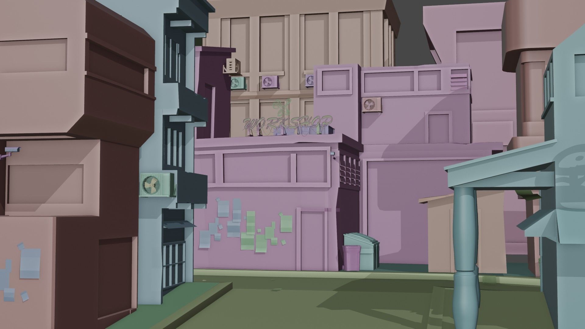 Dark city 2 Low-poly 3D model_7