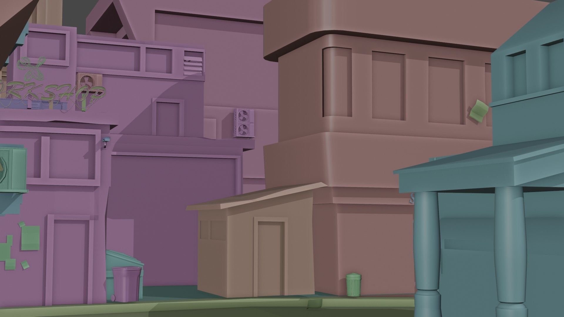 Dark city 2 Low-poly 3D model_9