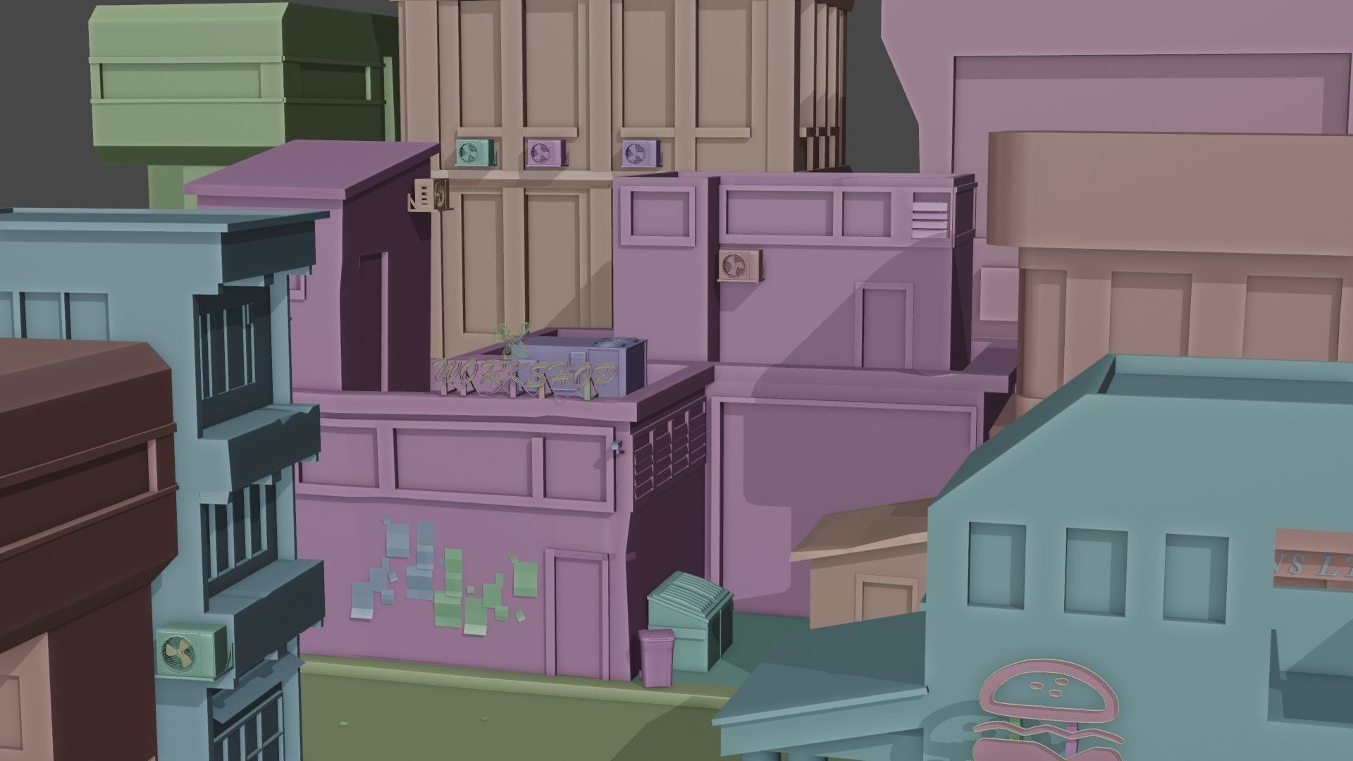 Dark city 2 Low-poly 3D model_11