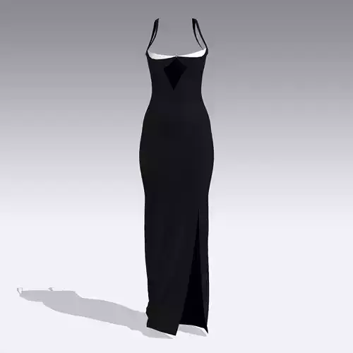 DRESS BLACK AND WHITE SLIT LONG DRESS