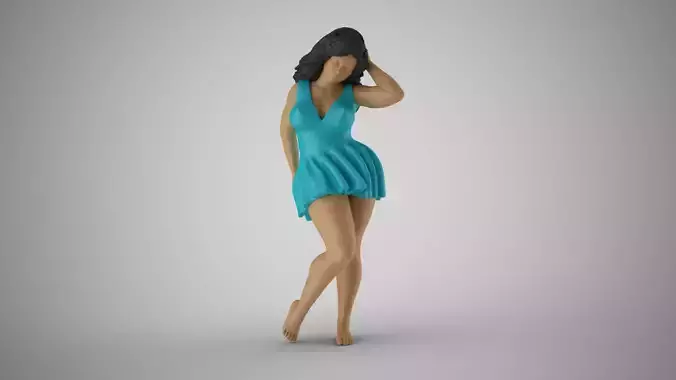 Bashfulness woman in dress