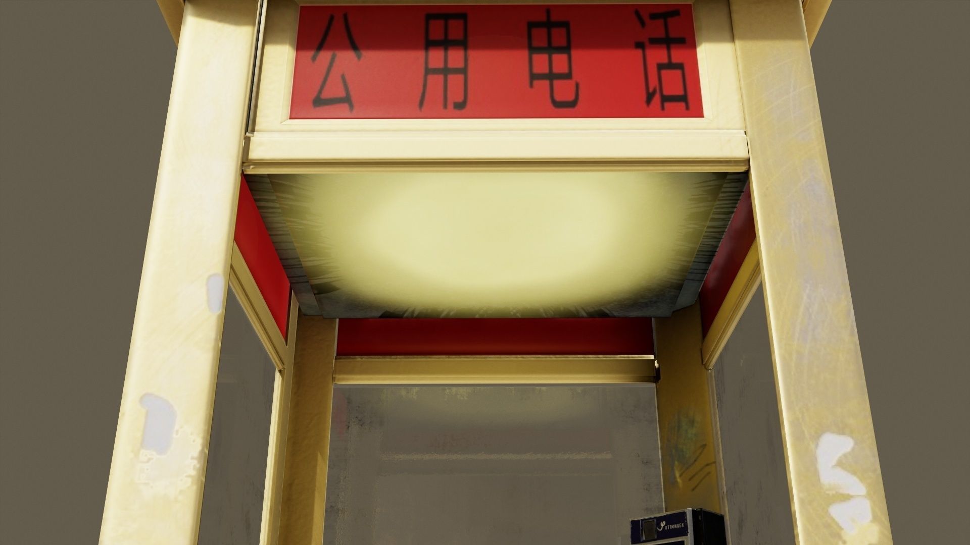 China Payphone Booth and Phone 3D model Low-poly 3D model_6