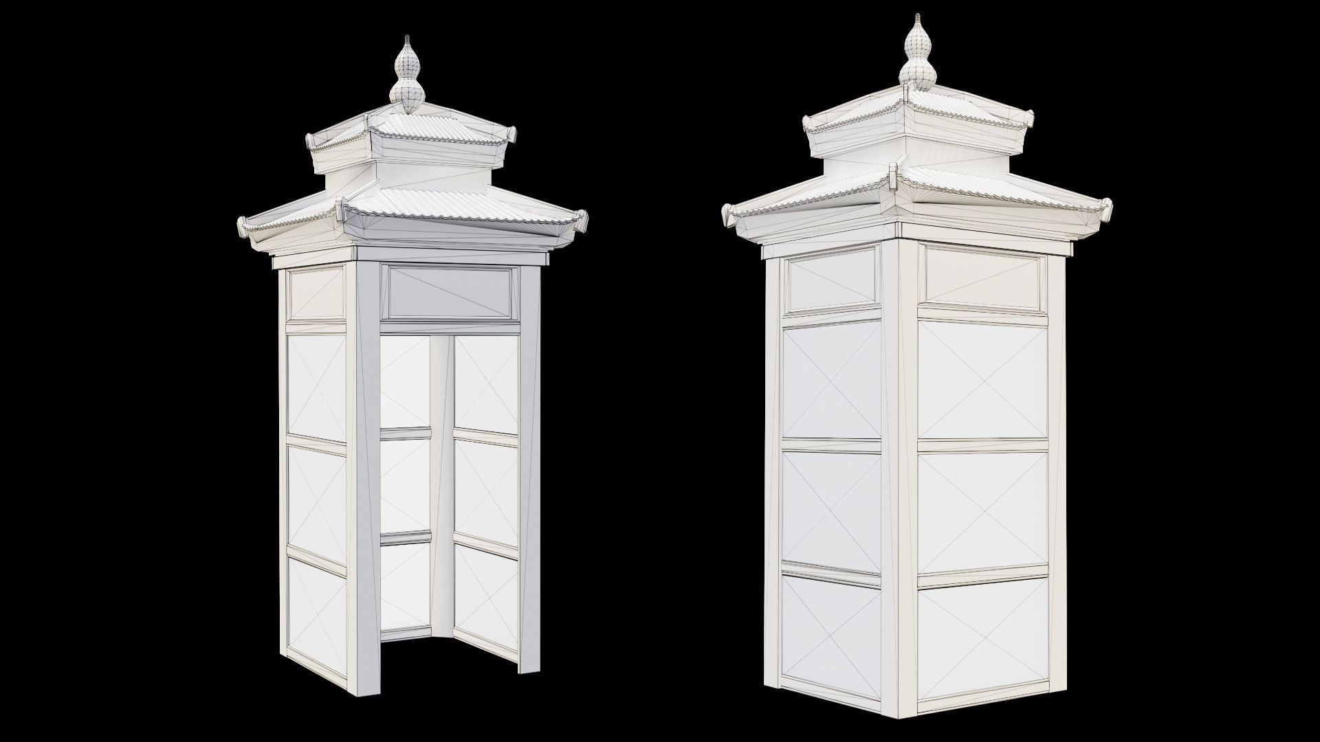 China Payphone Booth and Phone 3D model Low-poly 3D model_8