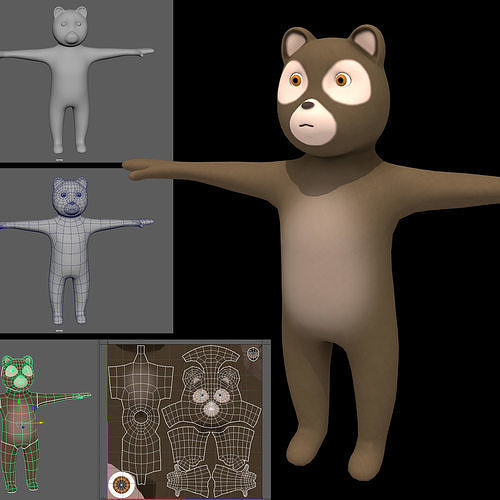 Low Poly Bear Rig 3D model Low-poly 3D model