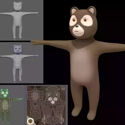 Low Poly Bear Rig 3D model