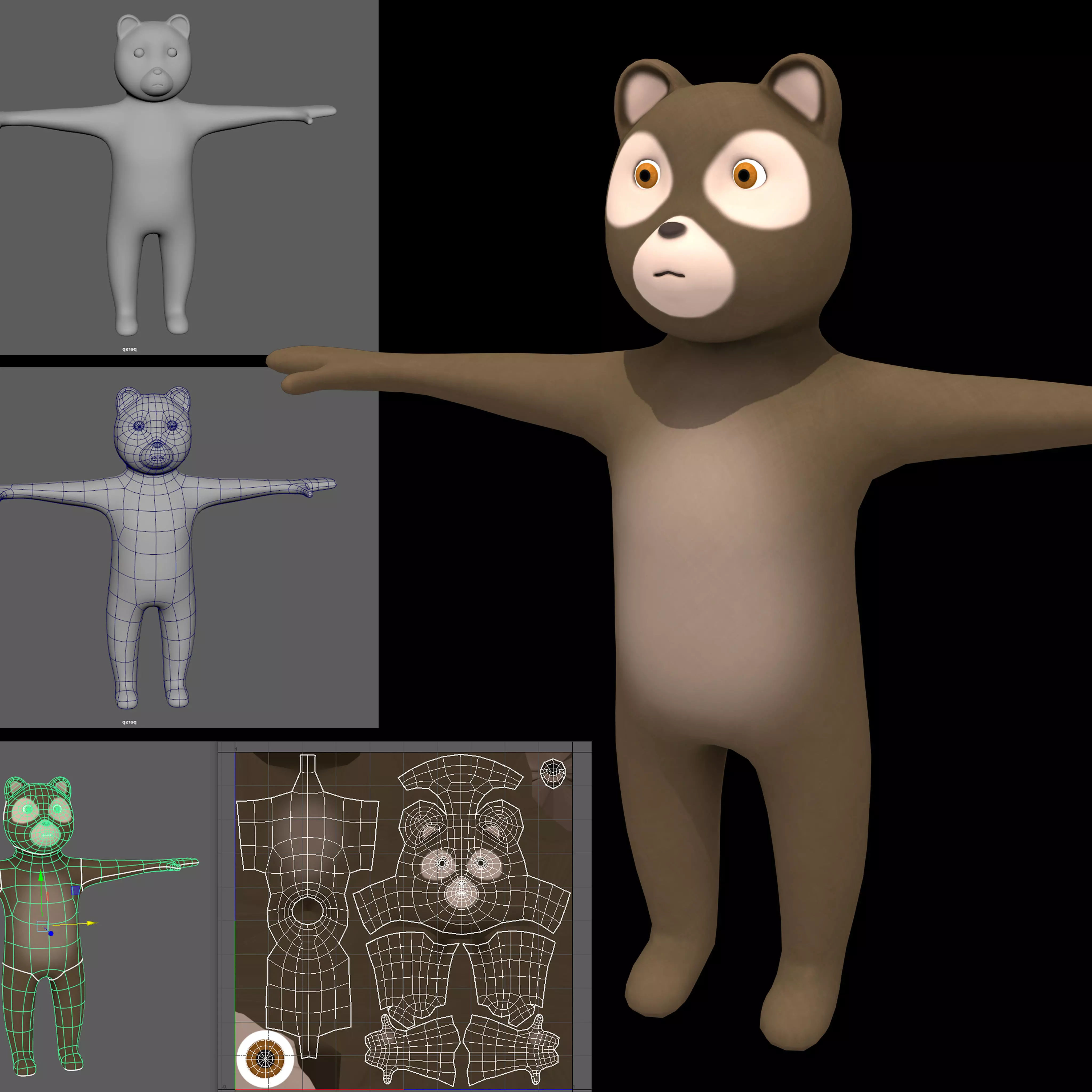 Low Poly Bear Rig 3D model Low-poly 3D model_0