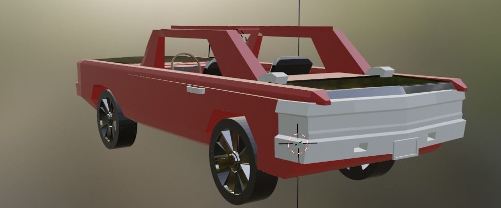 Red muscle car Low-poly 3D model_1