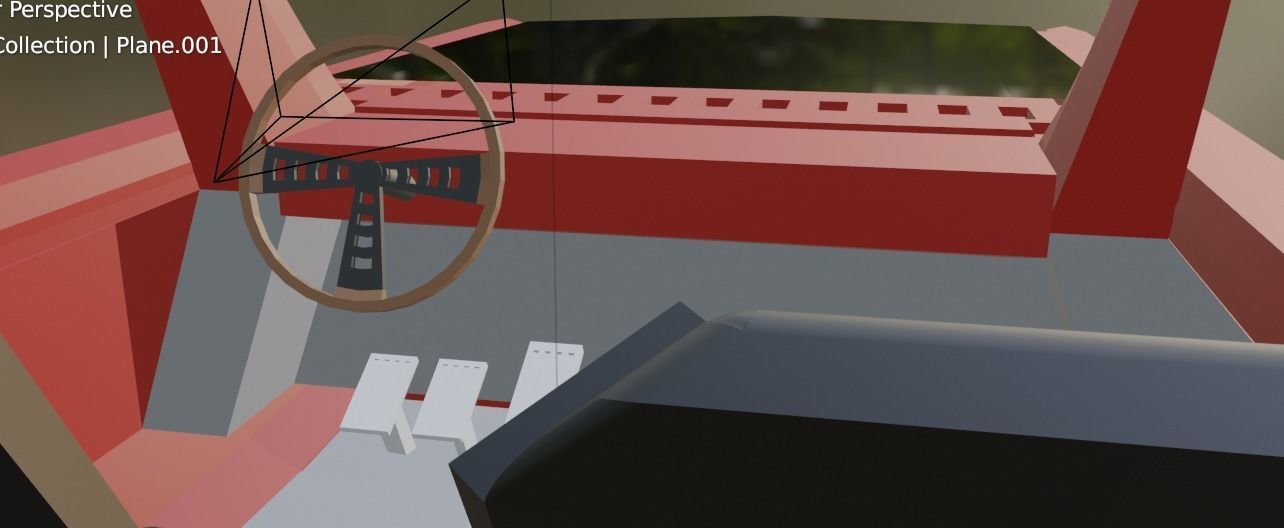 Red muscle car Low-poly 3D model_3