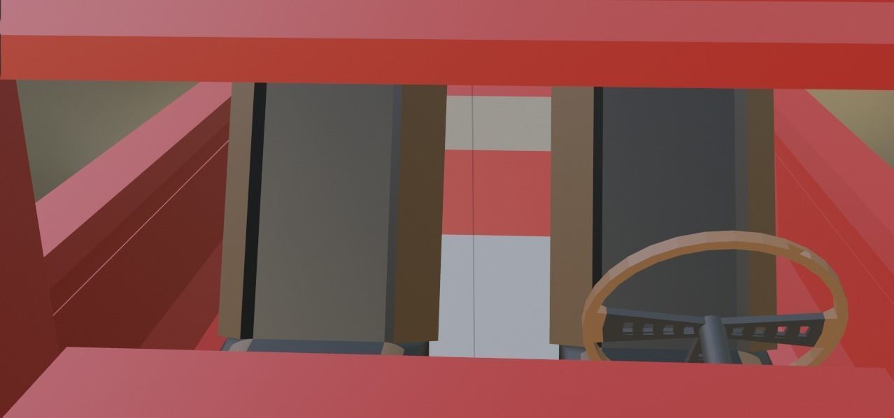 Red muscle car Low-poly 3D model_4