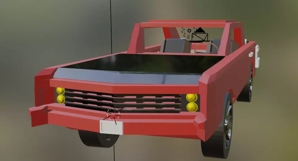 Red muscle car Low-poly 3D model_0