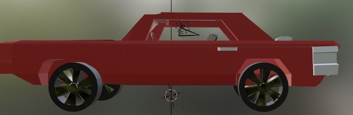 Red muscle car Low-poly 3D model_2