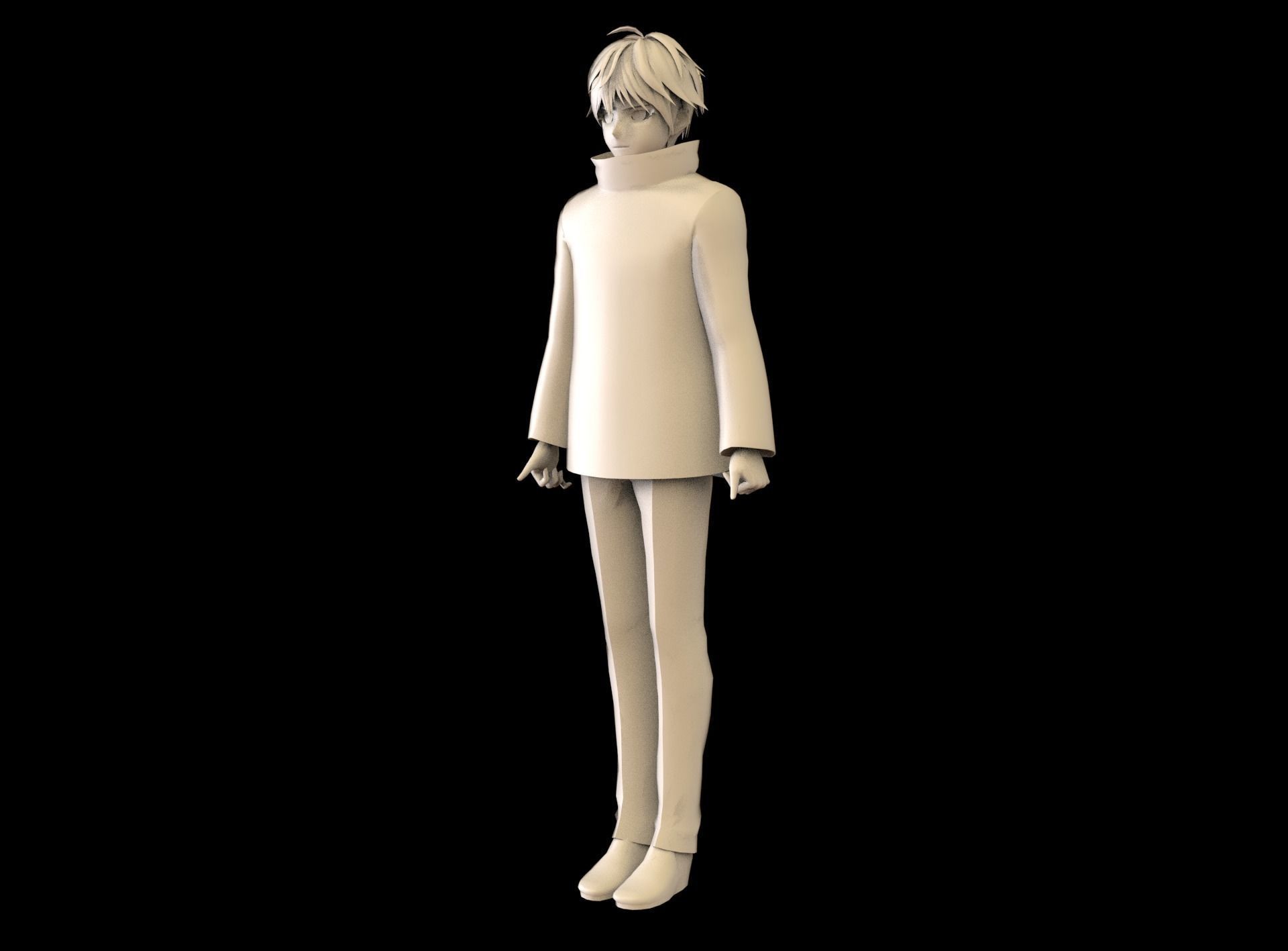 Anime Boy Low Poly Character 1 Low-poly 3D model_8