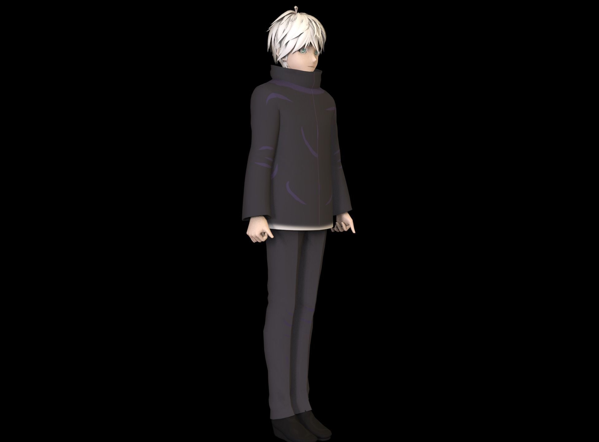Anime Boy Low Poly Character 1 Low-poly 3D model_4