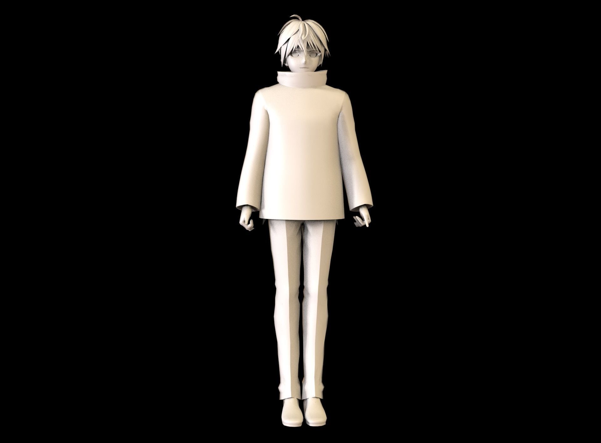 Anime Boy Low Poly Character 1 Low-poly 3D model_7