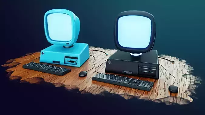 Stylized Computer Low-poly 3D model