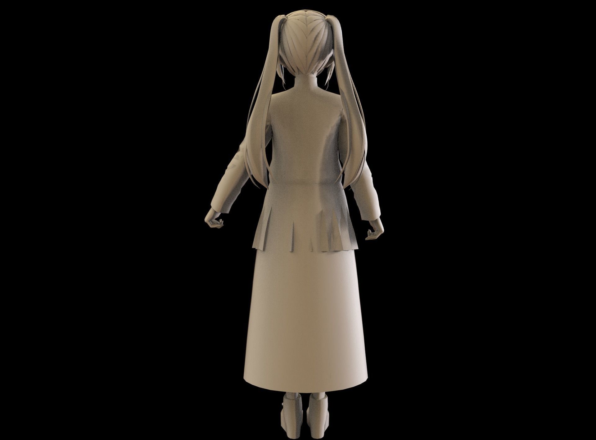 Anime Girl Low Poly Character 3 Low-poly 3D model_10