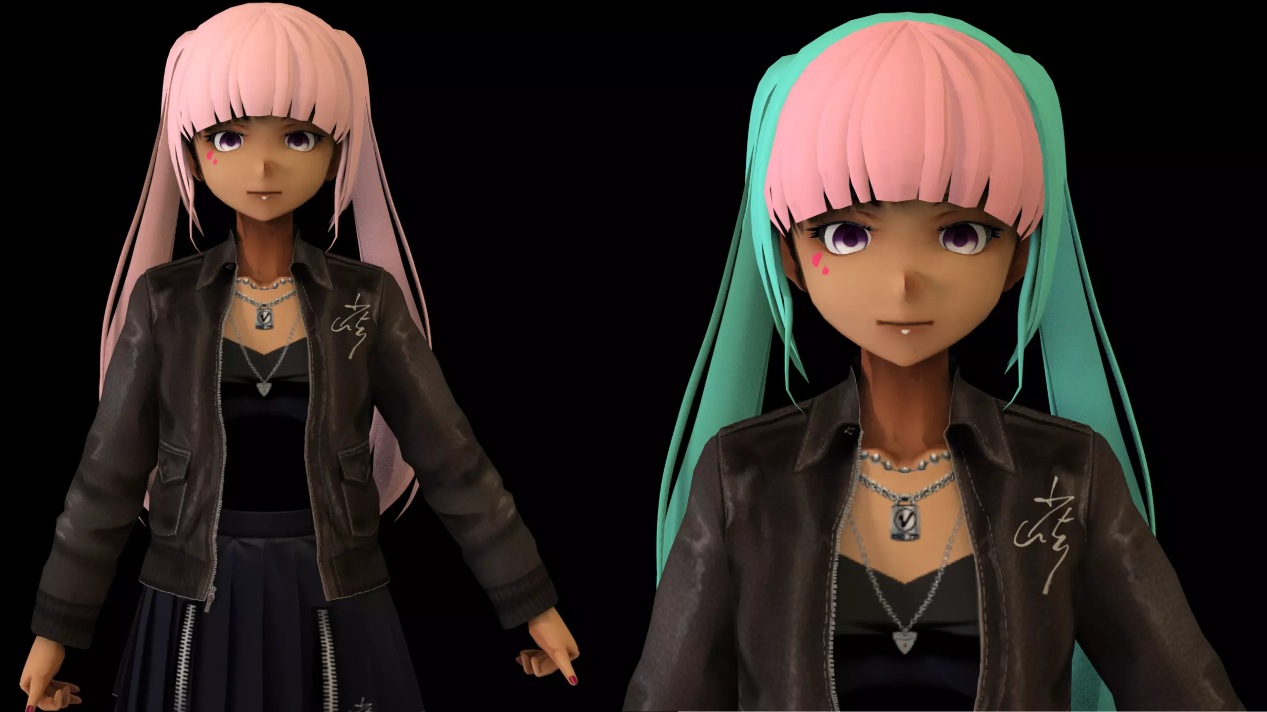 Anime Girl Low Poly Character 3 Low-poly 3D model_0