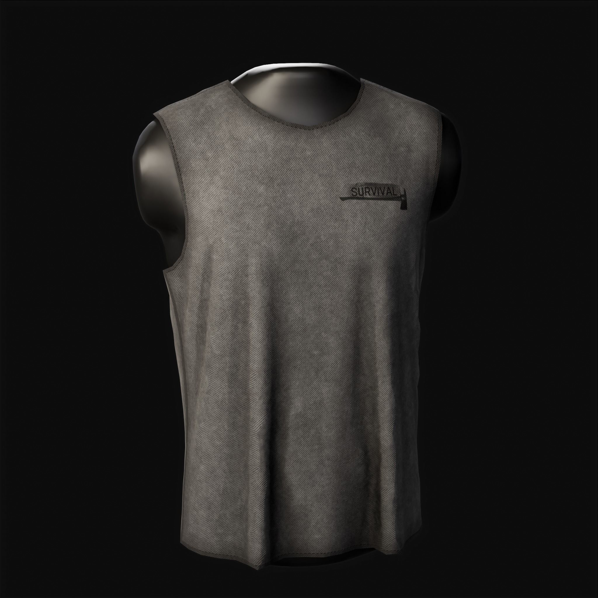 Undershirt survival Low-poly 3D model_3