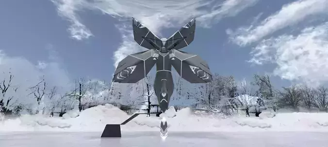 Choki snowflake flying in sky Low-poly 3D model