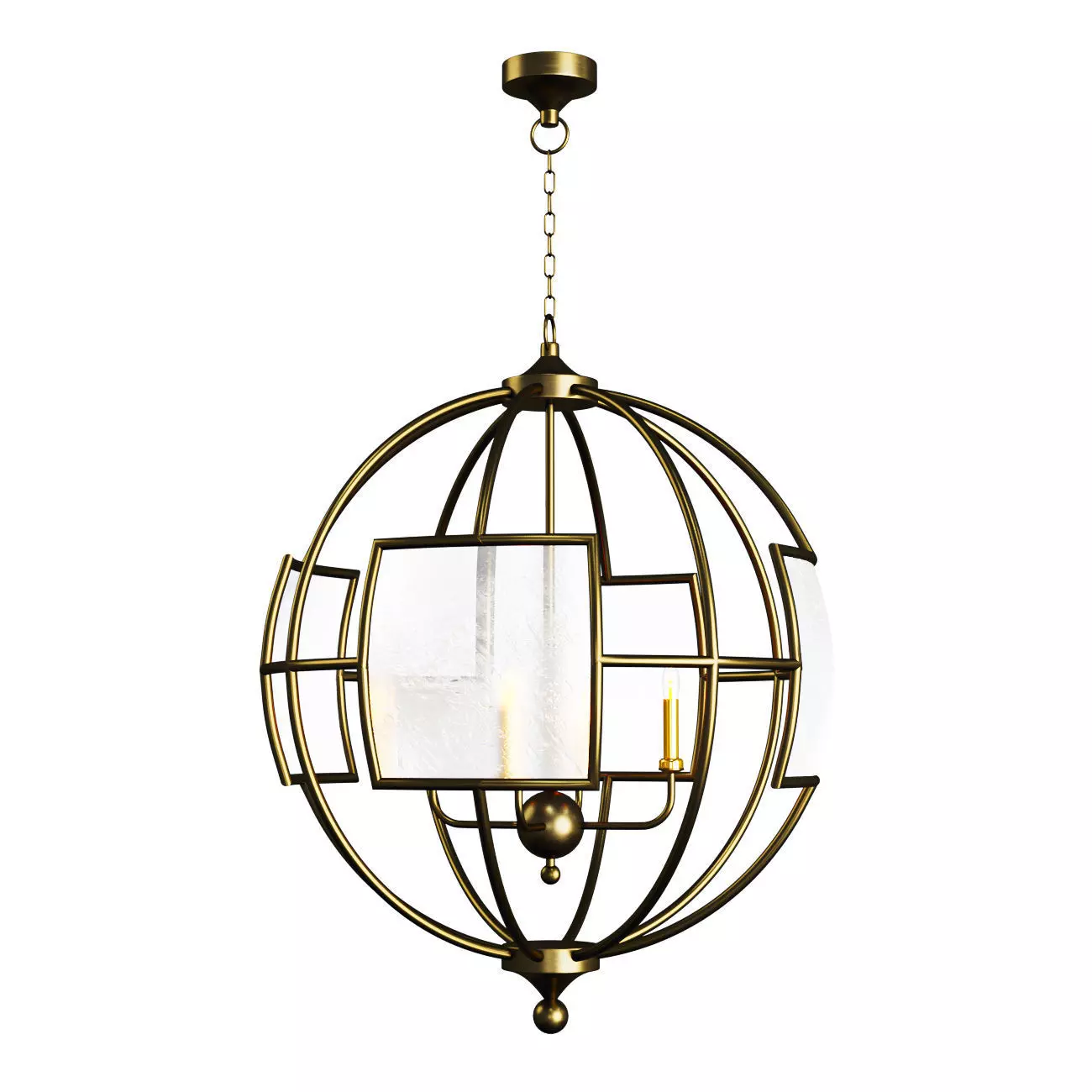 Chandelier BROXTON SILVER ORB by Currey Company BRONZE 3D model