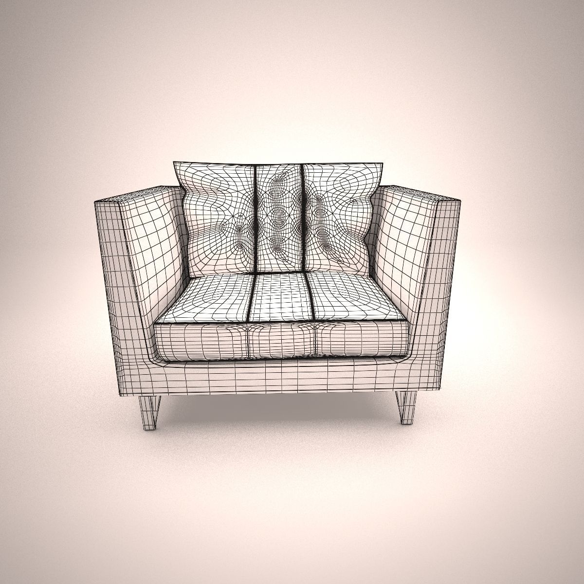 living room chair Low-poly 3D model_5