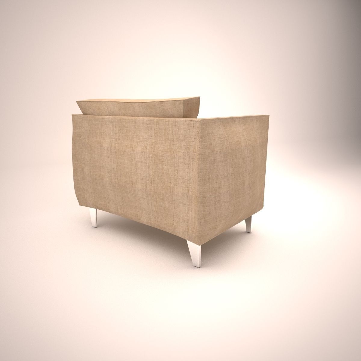 living room chair Low-poly 3D model_4