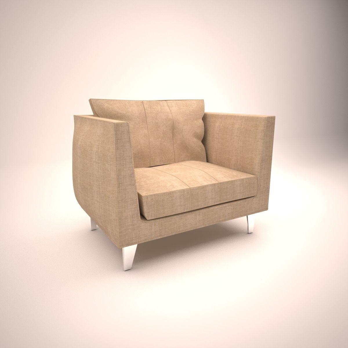 living room chair Low-poly 3D model_2