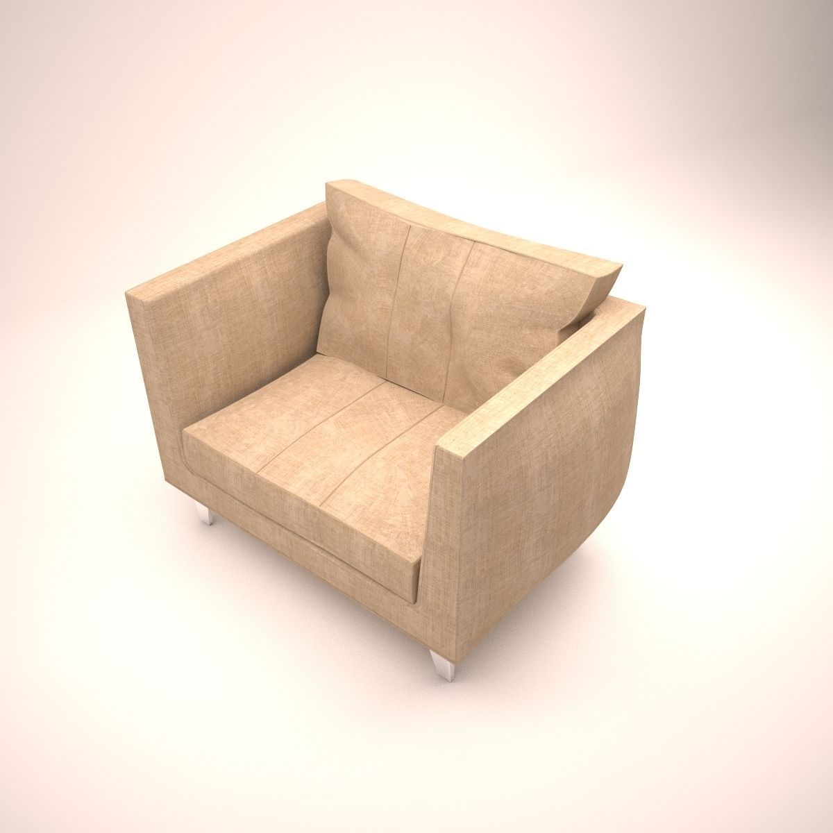 living room chair Low-poly 3D model_3