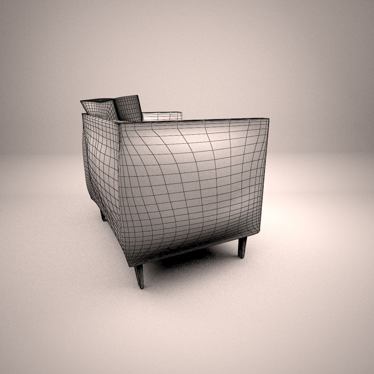 living room chair Low-poly 3D model_6