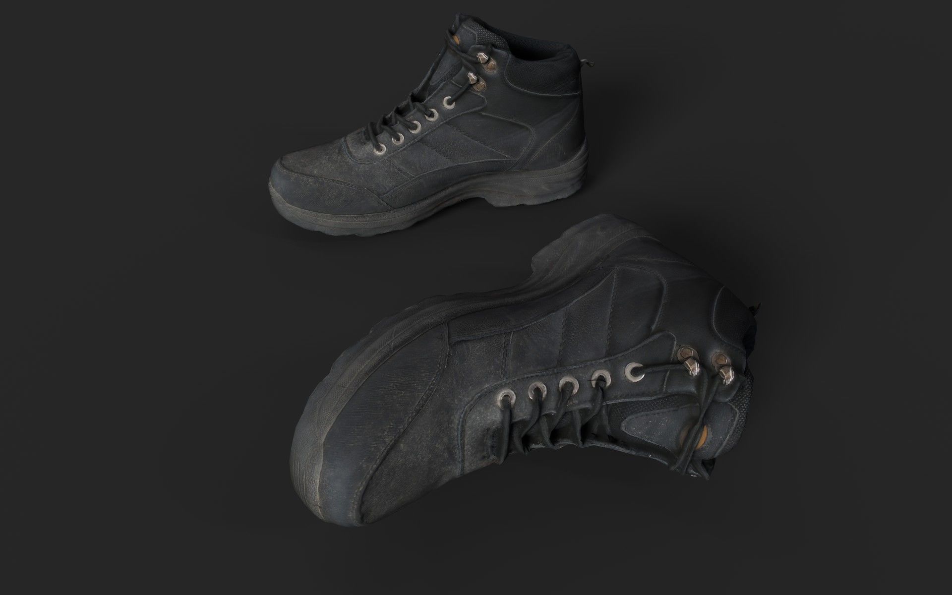 Worn Boots Low-poly 3D model_2