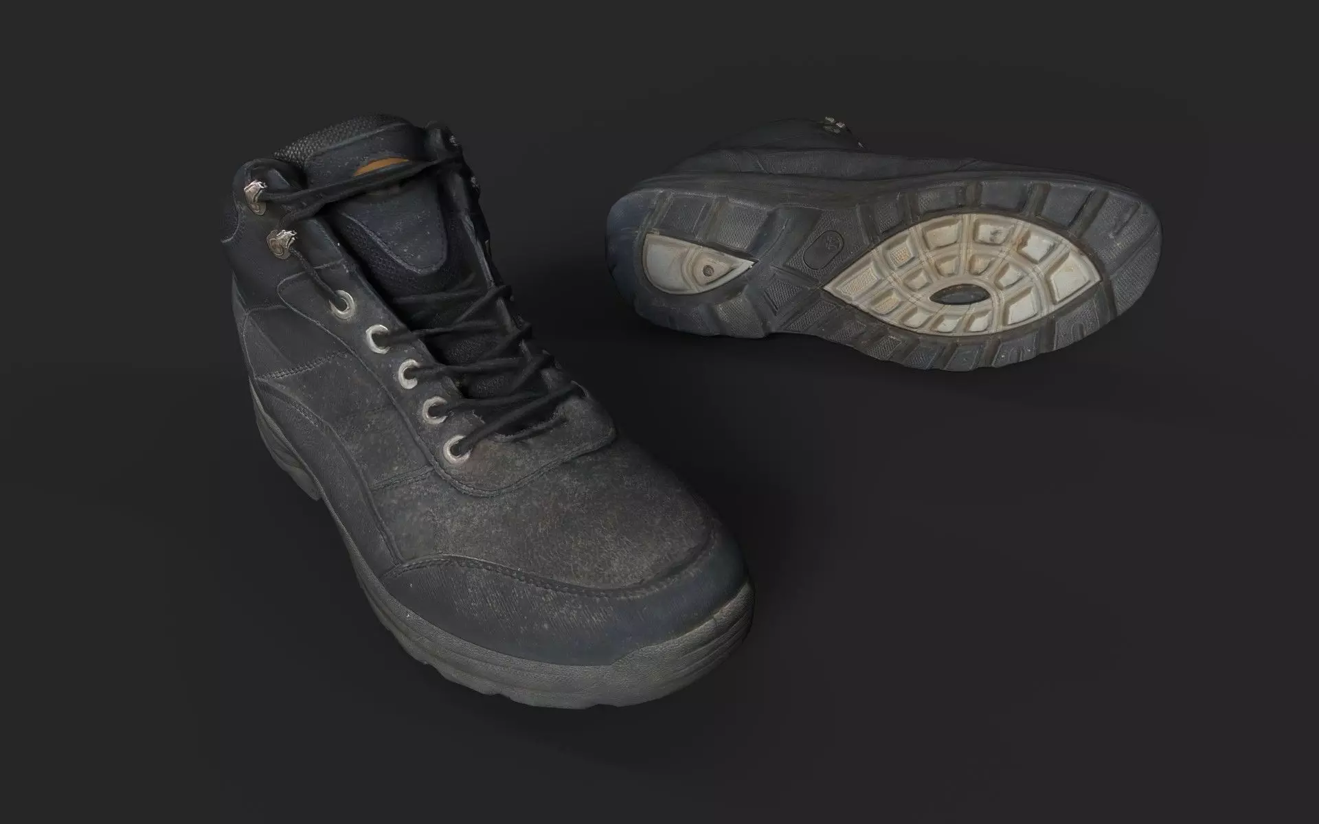 Worn Boots Low-poly 3D model_0