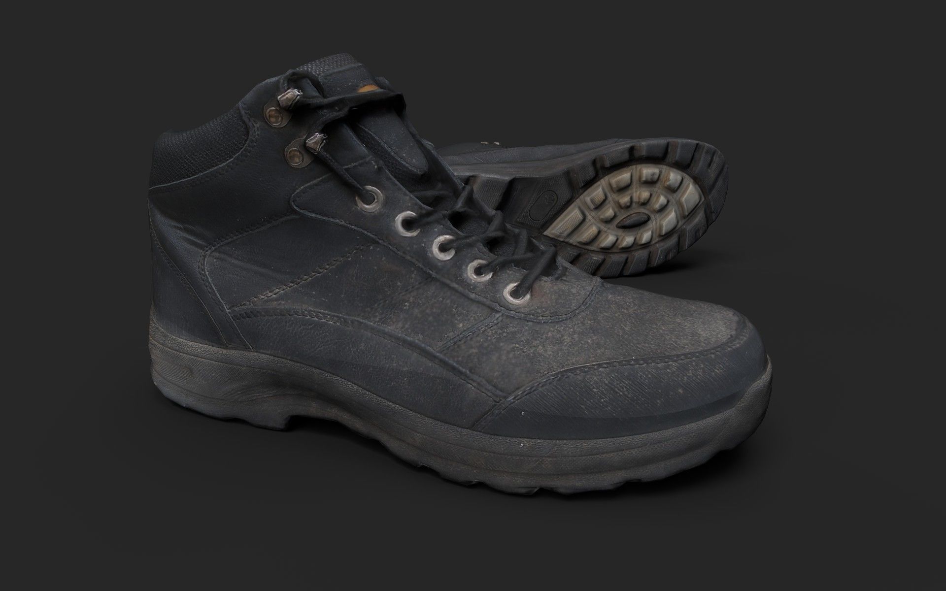 Worn Boots Low-poly 3D model_5