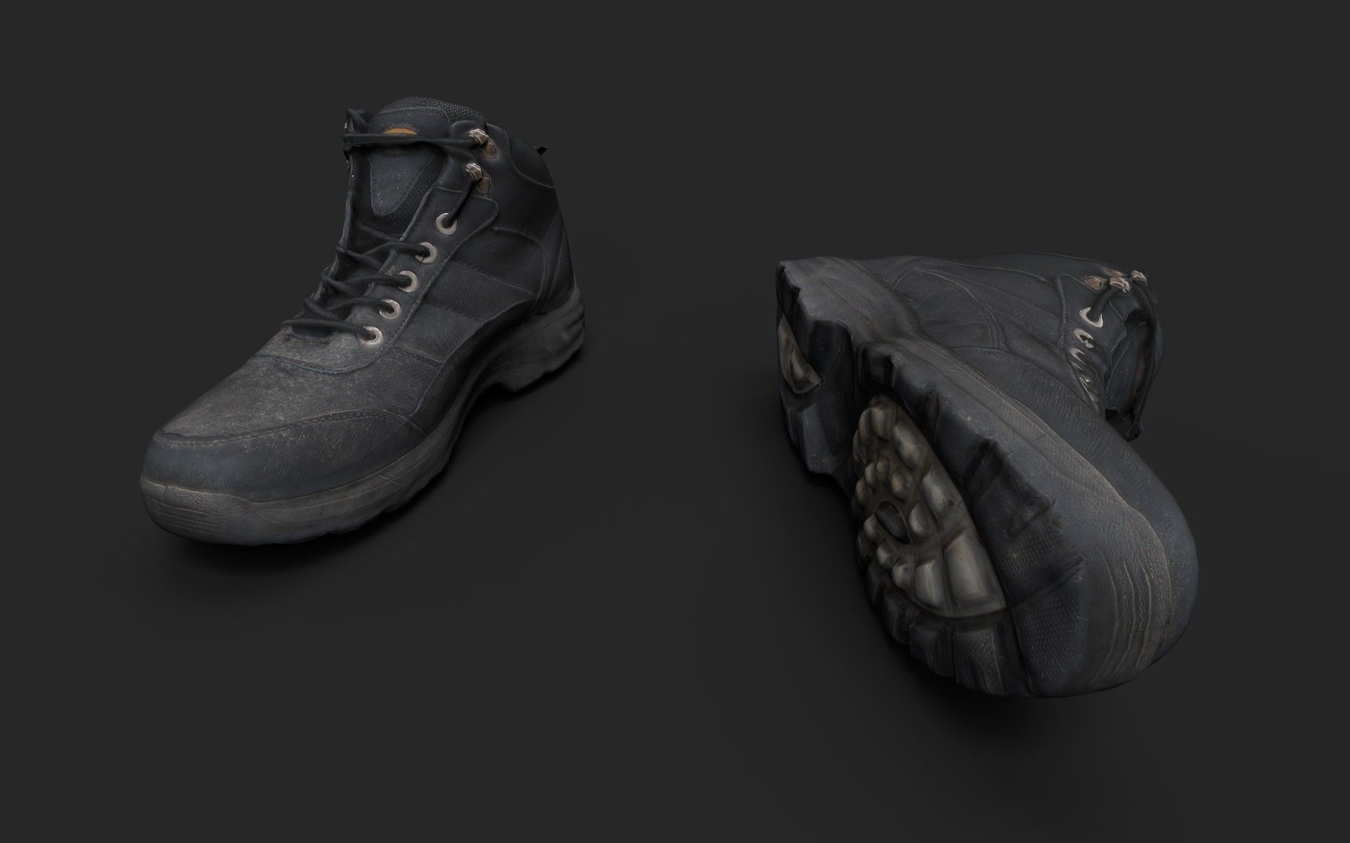 Worn Boots Low-poly 3D model_1