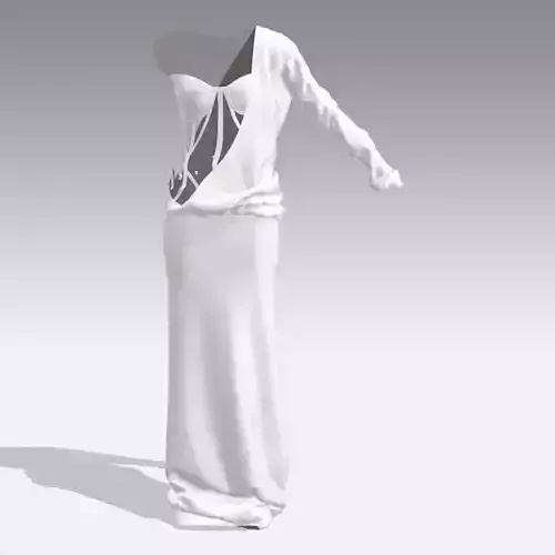 DRESS SATIN WHITE CORSET DRESS DRAPE