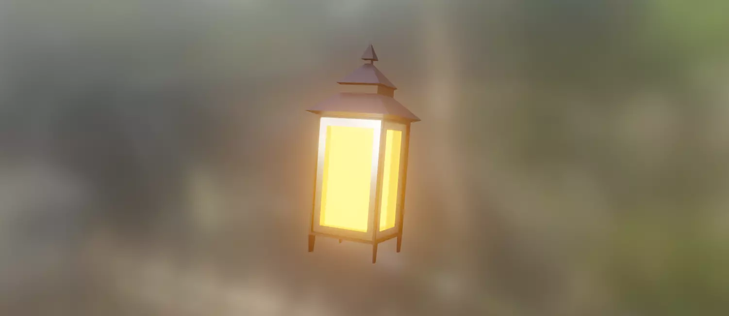 Lowpoly Lantern With Glowing Light Free 3D model